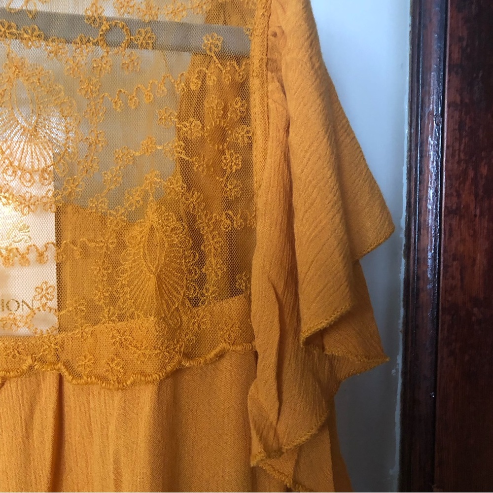 Anthropologie Rebellion Marigold Flutter Sleeve Lace Crochet Peplum Plus Size - Picture 6 of 17